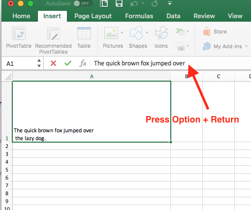 How To Start A New Line On Excel For A Mac